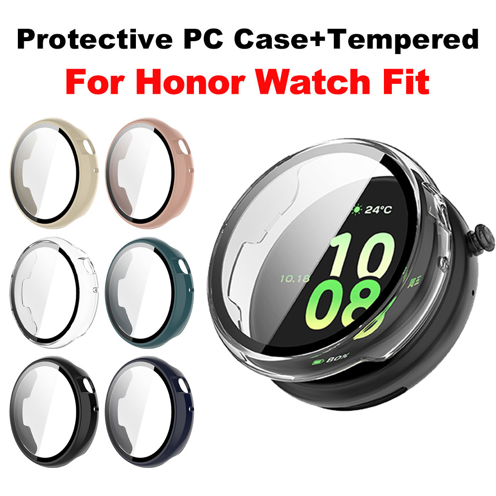 Honor Tablet Accessories - เคสพีซี+กระจกนิรภัยสำหรับ Honor Watch Fit, ฝาครอบกันกระแทกสำหรับ Honor