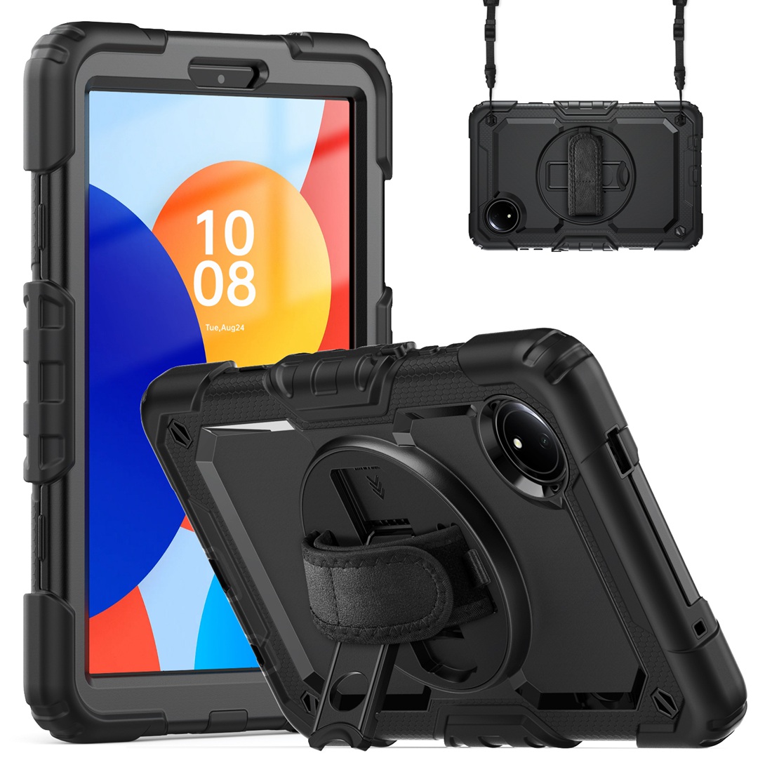 Oneplus Tablet Accessories - เคสกันกระแทกสำหรับงานหนัก 360 องศา ° ขาตั้งแบบหมุนได้พร้อมสายคล้องมือ/ไหล่สำหรับ Xiaomi